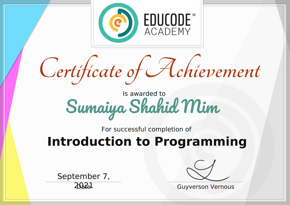 achievement into to programming